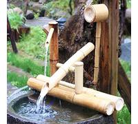 Zen Garden Water Fountain - Bamboo Water Feature with Rocking Pump for Japanese Garden Decoration and Tranquil Landscape