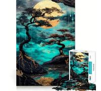 Zen Garden with Golden Moon Jigsaw Puzzle 1000 Piece Cognitive Fun Play Precise Interlock Structure Bonding Activity for Loved Ones (38x26cm)