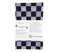 ZEN GIFT ENTERPRISE Tenugui Traditional Towel Made in Japan Fray Prevention 100% Cotton Eco Friendly Kitchen Towel Gift Wrapping Ichimatsu Checkered Pattern Navy Blue 12.99"x34.64"