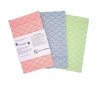 ZEN GIFT ENTERPRISE Tenugui Traditional Towel Made in Japan Fray Prevention 100% Cotton Eco Friendly Kitchen Towels Gift Wrapping Seigaiha Pattern Set of 3 12.99"x34.64"