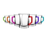 Zen+ Glass Coffee Mugs - 225ml - Multicolour - Pack of 6 LAV Multi One Size