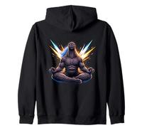 Zen Kaiju Sitting Meditation Tranquil Japanese Monster Zip Hoodie