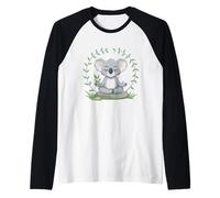 Zen Koala Meditating with Eucalyptus in Nature Raglan Baseball Tee