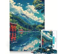 Zen Landscape Jigsaw Puzzle 1000 Piece Mind Train Fun Burr Free Clean Cut Pieces Absorbing Activity for Quiet Nights (50x75cm)