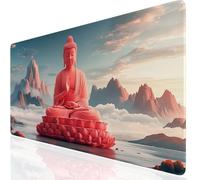 Zen Large Gaming Mouse Pad 1000x500x3mm XXL Extended Desk Mat, Red Mouse Mat with Non-Slip Rubber Base, Gaming Mousepad Waterproof, Desk Pad Stitched Edge for Office, Home, Laptop, Gifts UK-6110