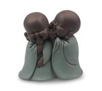 Zen Light SM-2203 Bonze Whisperer Figurine Lucky Charm, Green/Brown, 12cm Height