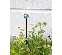 Zen Man Garden Stake Glass Ball Glass Decoration Flower Bed Stake Garden Ornament Rust Handmade Blue Diameter 2.5 cm Height 52.5 cm