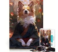 Zen Meditating Corgi Dog 1000 Piece Teenager Puzzles Cognitive Boost Fun Tight Lock No Loose Pieces Engaging Way to Pass Free Hours (38x52cm)