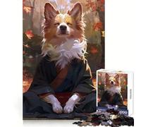 Zen Meditating Corgi Dog Jigsaw 1000 Pieces for Adults Cognitive Recall Peaceful Escape Sharp Cut Seasonal Gift (38x52cm)