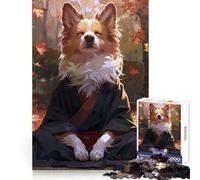 Zen Meditating Corgi Dog Jigsaw Puzzle for Adults 1000 Pieces Memory Training Quiet Recreation Flawless Cut Holiday Treat (38x26cm)