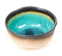 Zen Minded Blue Crackleglaze Japanese Ceramic Bowl for Noodles, Soup & Sushi - Turquoise Glaze