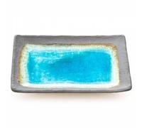Zen Minded Blue Crackleglaze Japanese Ceramic Plate for Sushi & Other Cuisine - Turquoise Glaze