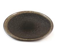 Zen Minded Japanese Ceramic Large Plate - Black Speckled Glaze Stoneware Dish - 26cm