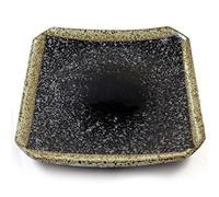 Zen Minded Japanese Ceramic Square Plate for Sushi & Asian Cuisine - Black Speckle Glazed Stoneware - 19cm