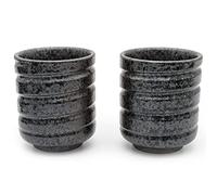Zen Minded Japanese Ceramic Tea & Coffee Cup Pair - Black Kezuriuzu Small