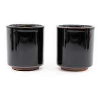 Zen Minded Japanese Ceramic Tea & Coffee Cup Pair - Black Kuro AME Glaze