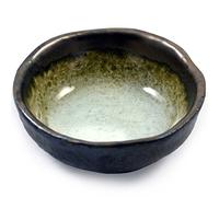 Zen Minded Japanese Small Ceramic Dish for Soy & Wasabi, Sushi, Appetisers and Starters - Beige & Silvery Glazed Stoneware - 8.5cm