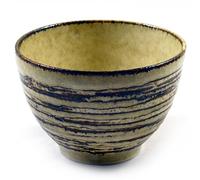 Zen Minded Japanese Tsukemen Ramen Noodle Bowl in Ringed Grey & Brown Glazed Stoneware - 10.5cm