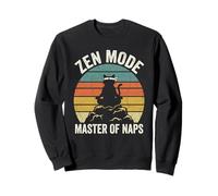 Zen Mode Master of Naps Funny Cat Retro Sunset Meditation Sweatshirt