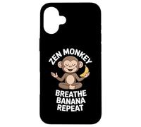 Zen Monkey Breathe Banana Repeat Funny Yoga Meditation Case for iPhone 16 Plus