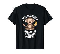 Zen Monkey Breathe Banana Repeat Funny Yoga Meditation T-Shirt