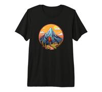 Zen Mountain Sunset Hiking Orange Sky Premium T-Shirt