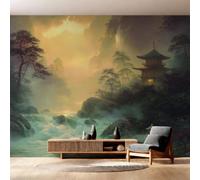 Zen Mountain Wallpaper Home Decor, 300x210 cm (WxH) | Japanese Pagoda Wall Mural, Bedroom, Living Room, Non-Woven Photo Wallpaper D&p2