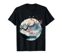 Zen Mountains Cherry Blossom Flowers Japanese Woodblock Art T-Shirt