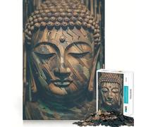 Zen Nature Wooden Buddha 1000-piece Jigsaw Puzzles Think Exercise Game Tight Interlock No Gaps Interactive Brain Challenge for Home (38x52cm)