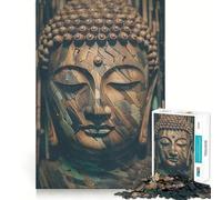 Zen Nature Wooden Buddha Puzzles for Adults 1000 Pieces Focus Boost Fun Uniform Size Precise Pieces Bonding Activity for Loved Ones (38x26cm)