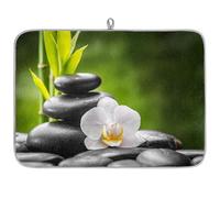 Zen Orchid Bamboo Microfibre Dish Drying Mat Japan Zen Absorbent Dish Drying Drainers Mats for Kitchen Spoon Glass Plate 45.7 x 60.9 cm