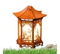 Zen Pagoda Lantern - Adjustable Pavilion Shape Two Color Lights, Chinese Night Lantern for Indoor Outdoor, Wood Grain Finish, Remote Control for Bedroom Office House Women Men