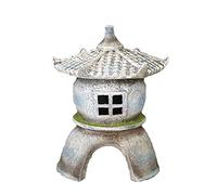 Zen Pagoda Solar Lantern,Outdoor Garden Stone Stupa Statue Waterproof Japanese Style Ancient Architectural Sculpture,Solar Powered LED Lantern Decor Ornaments,B