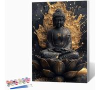 Zen Paint by Numbers for Adults, Lotus Adult Paint by Numbers Canvas Kits, Hobbies for Adults Women, DIY Color Oil Painting Acrylic Painting for Beginners, Gifts for Women, Decor 12"x16" -WX251058