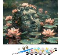 Zen Paint by Numbers for Adults, Paint by Numbers Kits Pond on Canvas for Beginner, DIY Canvas Oil Painting Kit with Acrylic Pigment and Brushes, Home Wall Decor, Gifts for Women 12x16in 1-1019