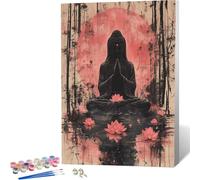 Zen Paint by Numbers Lotus Painting by Numbers for Adults Beginner DIY Digital Painting Hobbies for Adults Women with 3 Brush and Acrylic Paints Kit for Home Decor, Wall Art, Gifts 40x50cm -zjn2604O1