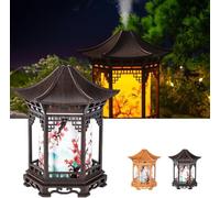 Zen Pavilion Lantern Aroma Diffuser & Night Light with 2 Mist Modes - Japanese Style Zen Garden Humidifier for Yoga, Meditation, Spa & Sleep (B)