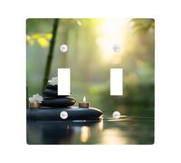 Zen Pebbles Light Switch Cover Plates/Outlet Covers, Tranquil Bamboo for Wall Décor, Thermoplastic Wall Plates, Standard Size Double Toggle