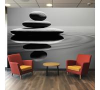 Zen Photo Wallpaper for Bedroom, Meditation Wall Mural for Living Room, Gray Wallpaper 250x175 Nonwoven Wall Paper Home Decor W&5