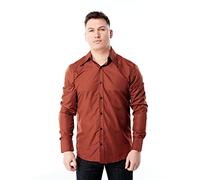 Zen Retro Mens Large Collar 70s Shirt Brown M