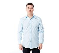 Zen Retro Mens Large Collar 70s Shirt Sky Blue XL