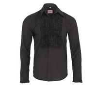 Zen Retro Mens Ruffle Ruche Frill Tuxedo Shirt Black S