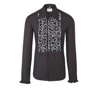 Zen Retro Mens Ruffle Ruche Frill Tuxedo Shirt Black/White 4XL