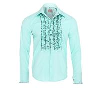 Zen Retro Mens Ruffle Ruche Frill Tuxedo Shirt Mint Green XL