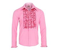 Zen Retro Mens Ruffle Ruche Frill Tuxedo Shirt Pink 4XL