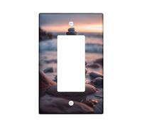 Zen Rock Stack Light Switch Cover Plates/Outlet Covers, Sunrise Seaside Decor, Meditation Style for Wall Accents, Thermoplastic Wall Plates, Standard Size Single Rocker