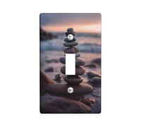 Zen Rock Stack Light Switch Cover Plates/Outlet Covers, Sunrise Seaside Decor, Meditation Style for Wall Accents, Thermoplastic Wall Plates, Standard Size Single Toggle