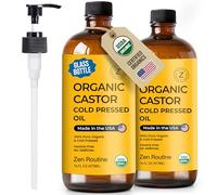 Zen Routine Castor Oil in Glass Bottle, Hexane Free, Organic, Cold Pressed, Hair Growth, Eyelashes and Eyebrows, Hair and Body Oil, Vii Bottle