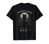 Zen Samurai Cat The Path is Silence Moon T-Shirt