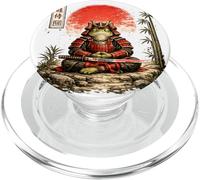 Zen Samurai Frog Japanese Red Sun Art PopSockets PopGrip for MagSafe